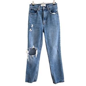 Abercrombie & Fitch Sz 26/2R The 90's Straight Ultra High Rise‎ Jeans Distressed